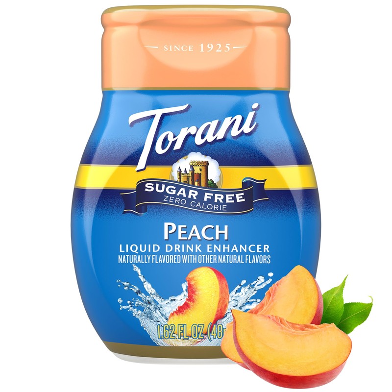 Torani Sugar Free Peach Liquid Drink Enhancer, Water Flavoring 4-Pack,