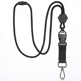 Breakaway Neck Lanyards for ID Badges Adjustable Lanyard with Detachable Buckle Durable Key Lanyard for Men Women ID Card Badge Keys Card Holder-Black