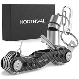 NORTHWALL® Key Organiser Keychain Organiser - Made of Carbon Fibre and Stainless Steel - Key Organiser up to 28 Keys - Includes Carabiner - Carbon