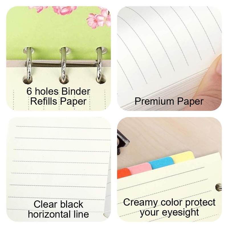 VIVIIHOO Notebook A6 Refillable with Ring Binder, Index Cards, Dividers