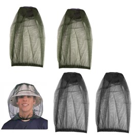 BHSTTNIXP 4 PCS Midge Nets for Head,Mosquito Head Net,Durable Nylon Midge Hat Net for Outdoor Travelling Hiking Camping Climbing(Black,Green)