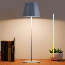uuffoo 1 Pack Rechargeable Table Lamp, 3 Colors Stepless Dimming/Timer, Rechargeable Cordless Table Lamp Portable for Indoor/Outdoor Patio Restaurant Home Dinner Bedroom Bars Night Light (1Pc Gray)