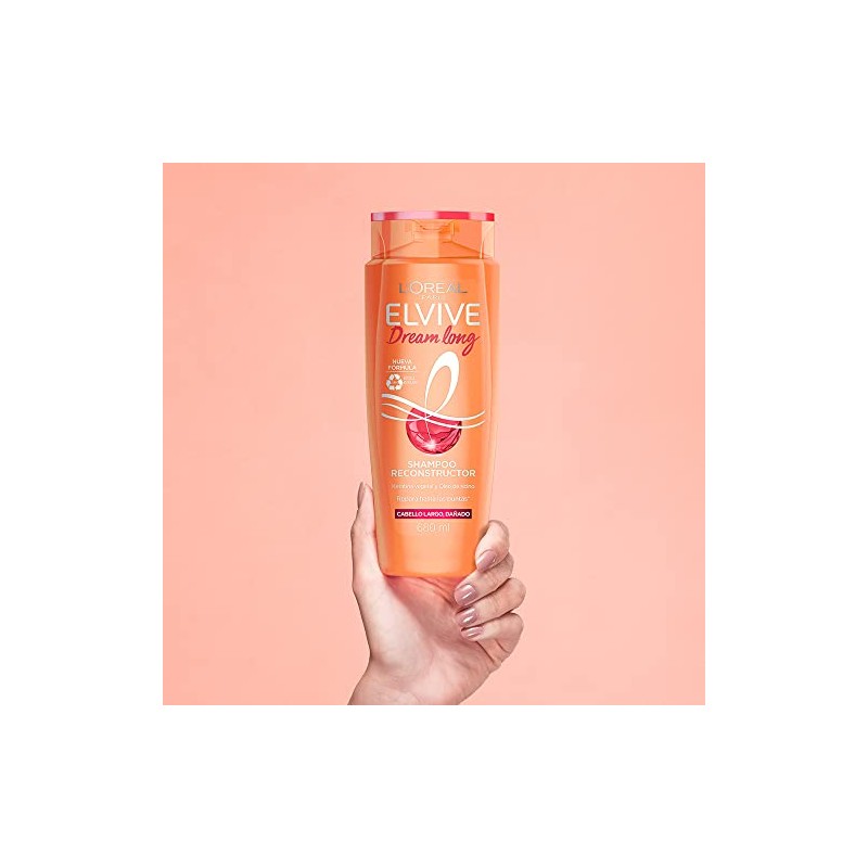 L'Oréal Paris Shampoo para Cabello Dañado, Dream Long Elvive, 680
