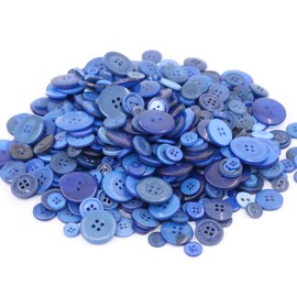 Swpeet 650 Pieces Assorted Sizes Resin Buttons 2 and 4 Holes Round Craft Buttons for Sewing DIY Crafts Children's Manual Button Painting (Navy Blue)
