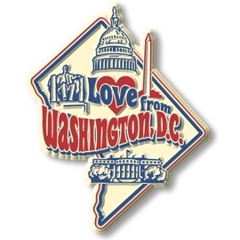 Love from Washington D.C. Vintage Magnet by Classic Magnets, Collectible Souvenirs and Gifts Made in The USA, 2.6" x 3.3"