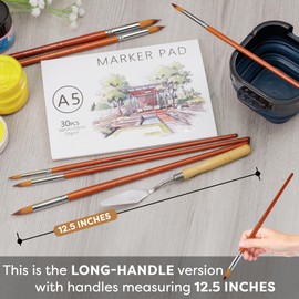 DUGATO Professional Artist Round Paint Brush Set (13pc) - Long Handle Round Pointed Tip, Anti-Shedding Nylon for Watercolor, Acrylic, Oil, Gouache, Ink & Tempera