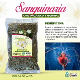 Natural de Mexico USA Sanguinaria Herb Tea Bloodroot 4 oz. 113gr. Canadensis Heart Support