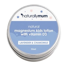 NaturallyMum Kids Magnesium Lotion with Vitamin D3 50ml | Lavender & Chamomile Magnesium Cream for 6+ Months | Travel Size Lotion with Shea Butter & Coconut Oil | Non-Greasy Formula
