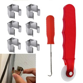 Screen Clips for Screen Repair Screen Tool - Screen Roller Tool, Spline Removal Hook,Screen Clips,Installer Clips Screen Retainer Clips for Patio and Garage Window Screen Installer Clips (3 Kit)