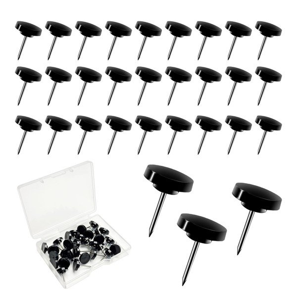 30Pcs Black Push Pins, Flat Plastic Thumb Tacks for Cork