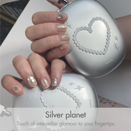 UUUUU. Semi Cured Gel Nail Strips - [Planet], UV Nail Stickers Compatible with All Nail Lamps, U-Curve for Perfect Fit, Includes 2 Prep Pads, Nail File, and Wood Stick