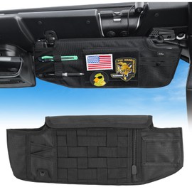 JOYTUTUS Sun Visor Organizer Compatible with 2018-2025 Wrangler JL & Gladiator JT Passenger's Side, Front Tactical Visor Storage Cover Molle Webbing Visor Storage Holder Pouch, Multi-Pocket Net Zipper