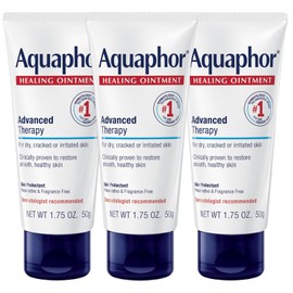 Aquaphor Healing Ointment Advanced Therapy Skin Protectant, Body Moisturizer for Dry Skin, Minor Cuts and Burns, Dry Cuticles, Cracked Heels, Hands and Lips, 1.75 Oz Tube, Pack of 3