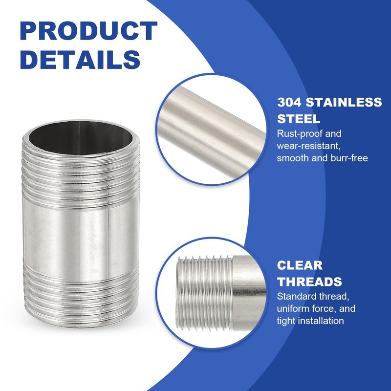 PATIKIL 304 Stainless Steel Pipe Fitting, 1 Pack 3/4" BSP