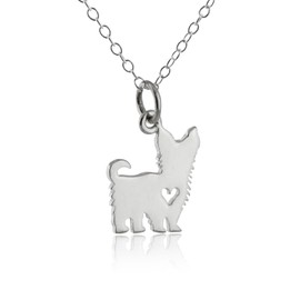 FashionJunkie4Life Yorkshire Terrier Sterling Silver Heart Cut Out Necklace 18", Sterling Silver, No information