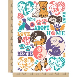Rescue Adopt Shelter Cat Dog Temporary Tattoo Water Resistant Fake Body Art Set Collection - Color (One Sheet)