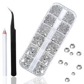 ALLVD Nail Rhinestones, Rhinestones, Nail Art Tools, Diamond Decoration, 3D Dimensional, Large Capacity Set, Round Shape, DIY Nail Art Parts, Decoration, Hill Drill Craft Parts