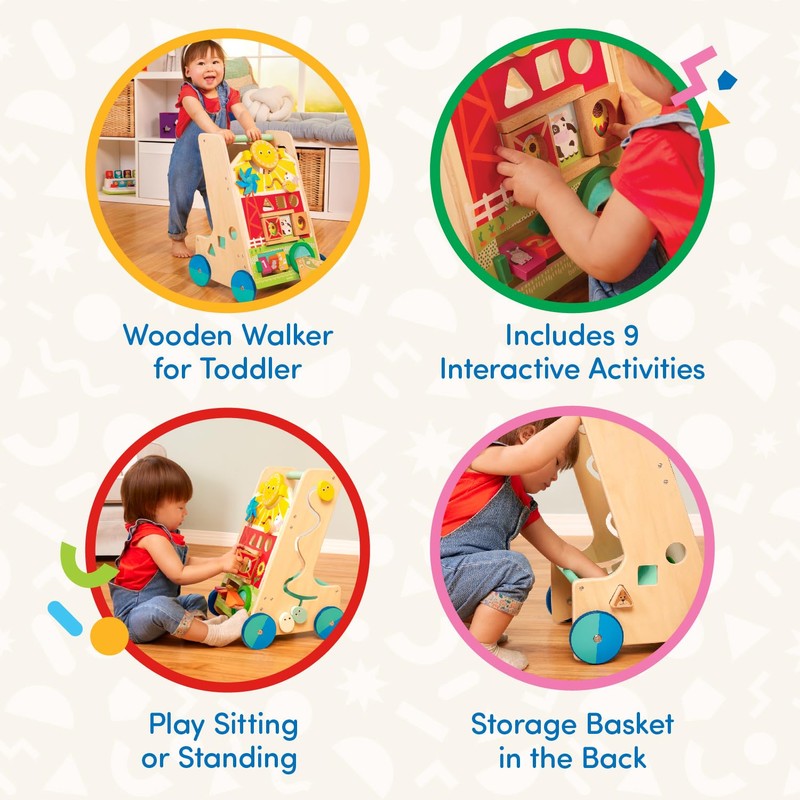 Battat – Wooden Activity Walker – 9 Educational Activities –