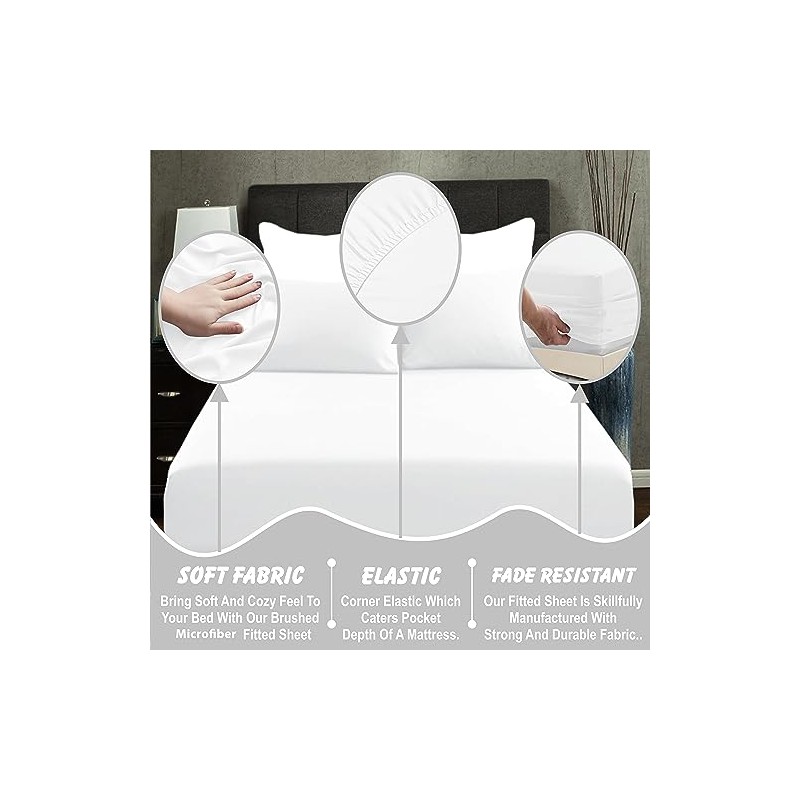 AmigoZone Fitted Sheet Super King - Soft Brushed Microfiber Easy