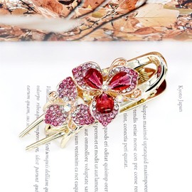 yangzerang Hair Claw Clips Rhinestone Crystal Flower Hair Clips Metal Non slip Hair Claw Clip French Style Hair Clips Red