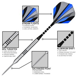 LinkVisions 24g 90%/80% Tungsten Professional Steel Tip Darts Set Point Protector