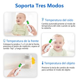 Termómetro Digital de Oído Infrarrojo,Termometro Digital de Oído,Termómetro Digital Oído Sin Contacto,Silencioso, Mayor Precisión, Gran pantalla LED,apto para bebés, Niños y Adultos