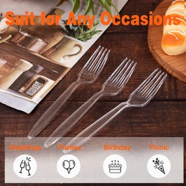 Liacere 360 Pieces Clear Plastic Forks - Heavy Duty Plastic Forks - 6.7inch Clear Disposable Cutlery - Plastic Forks - Perfect for Parties and Restaurants