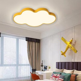 Liudefa LED Ceiling Light Fixture,27 Inch Modern Cloud Shape Recessed Ceiling Lights,Remote Control Dimmable Light,Yellow 43W Close to Ceiling Lighting Flush Mount Living Room Bedroom,3000K-6000K