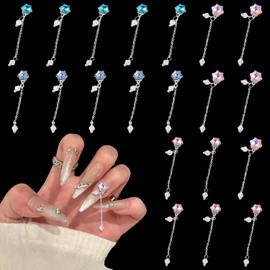 Multicolor Tassel Chain Alloy Nail Art Decorations, 20 Pieces，Nail Charms with Rhinestones, Pendant Nail Art Accessories, Nail Art Supplies for Women and Girls, Nail Art Jewelry