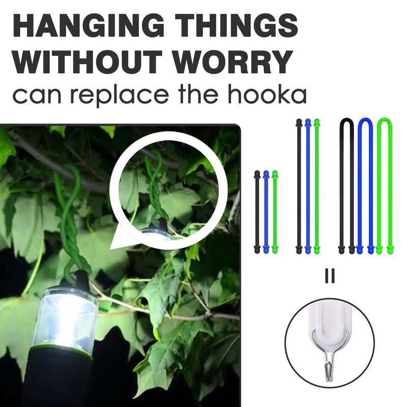 9Pcs Silicone Twist Ties, Steel-Core Rubber Twist Tie Set for