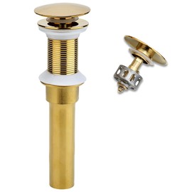 Rockgoya Bathroom Sink Drain, Gold Drain Stopper Bathroom Sink Without Overflow,Pop Up Drain Assembly With Detachable Strainer Basket,Built-In Anti-Clogging Strainer,Stainless Steel