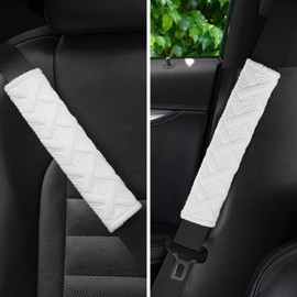 JUSTTOP 2-Pack Universal Car Shoulder Strap Pads Cover for A More Comfortable Driving, Shoulder Strap Covers Harness Pad for Car Interior Accessories(White)