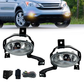 Fog Lights Compatible With Honda Crv Cr-v 2010 2011 Fog Lamps With Switch and Wring Kit H11 12V 55W Bulbs(Clear Lens)