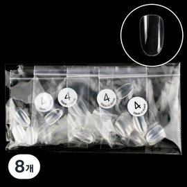 Elvia Nail Tips Short Oval No. 4 50p, clear, 8 pieces / 엘비아 네일팁 숏오발 4호 50p, 클리어, 8개