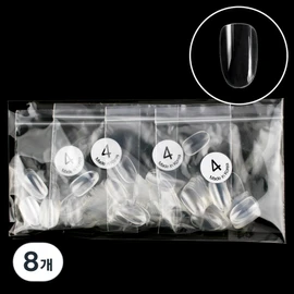 Elvia Nail Tips Short Oval No. 4 50p, clear, 8 pieces / 엘비아 네일팁 숏오발 4호 50p, 클리어, 8개