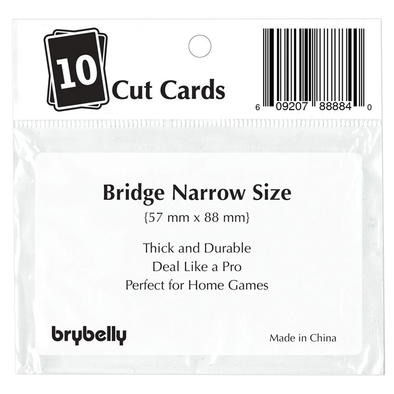 Brybelly Lot of 10 Bridge Size Cut Cards (White)