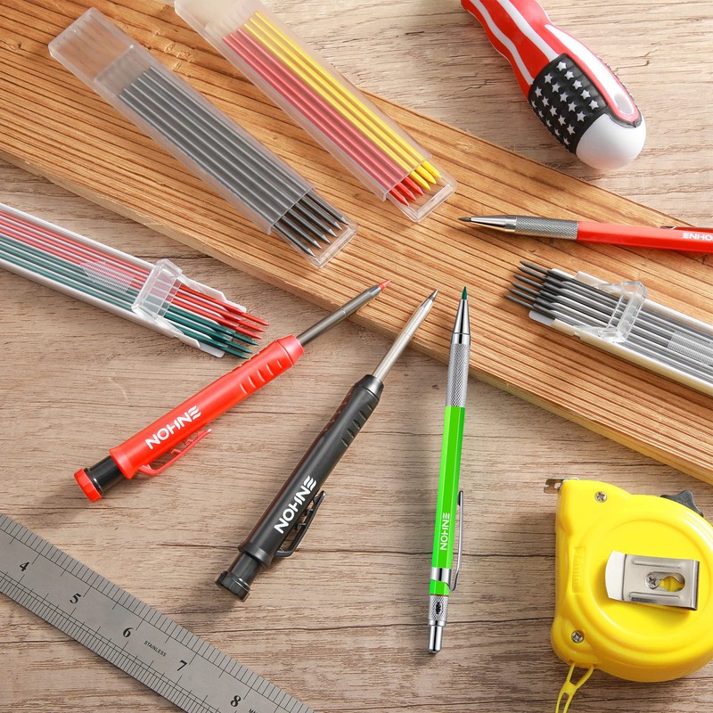 Carpenter Pencils Kit with 40 Refills, 4 Pcs Mechanical Colorful