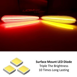 iJDMTOY Semi-Clear Lens Amber/Red Full LED Front/Rear Bumper Side Marker Light Kit Compatible With 2000-03 Nissan Maxima, Powered by Total 180-SMD LED, Replace OEM Sidemarker Lamps