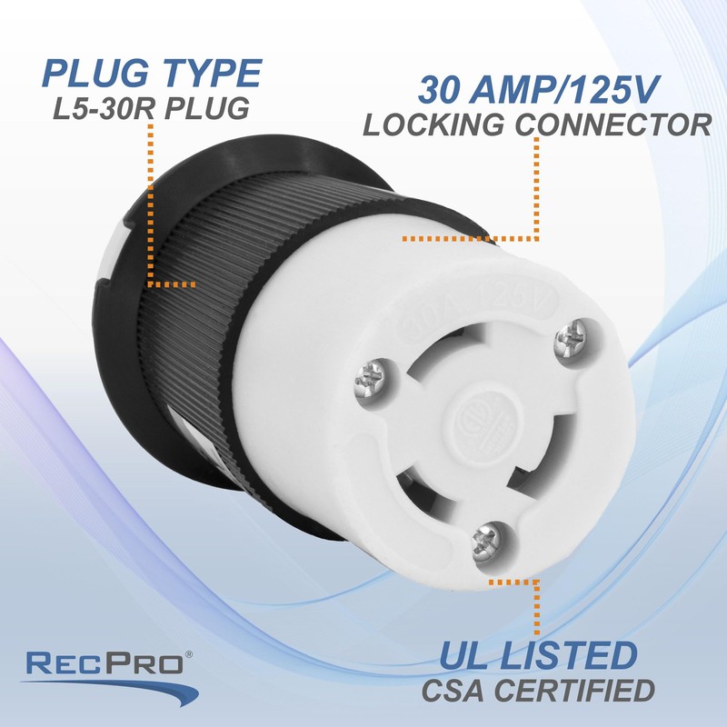 RecPro 30 Amp RV Plug | Female Connector | Locking