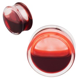 Longbeauty 2Pcs Acrylic Red Liquid Blood Double Flare Ear Plugs Tunnels Gauge 1"