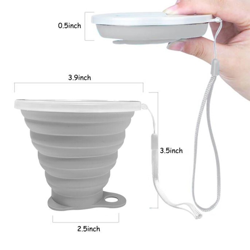Intatikoo Silicone Collapsible Cup,Collapsible Cups for Camping,Folding Cup with Lids,Collapsible