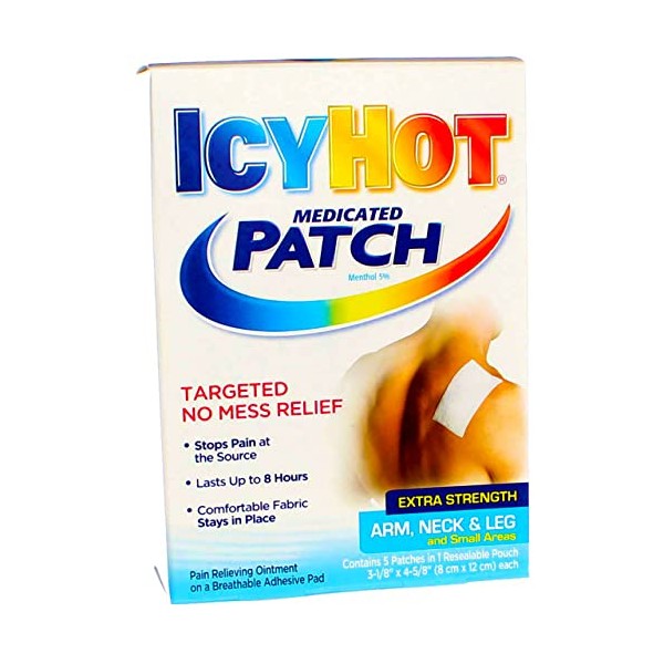 ICY HOT Medicated Patches Extra Strength Small, Arm, Neck, Leg, 5 Ea (6 Pack)