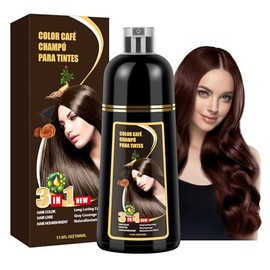 Shampoo para Canas, Hair Dye Shampoo 3 en 1 de Funciones de cuidado cabello, Shampoo con Tinte para Cubrir Canas con Cabello Extractos Jengibre Ginsen