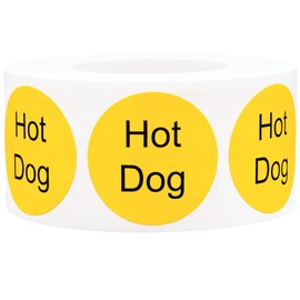 Yellow with Black Hot Dog Circle Dot Adhesive Stickers, 1 Inch Round Labels, 500 Total Stickers