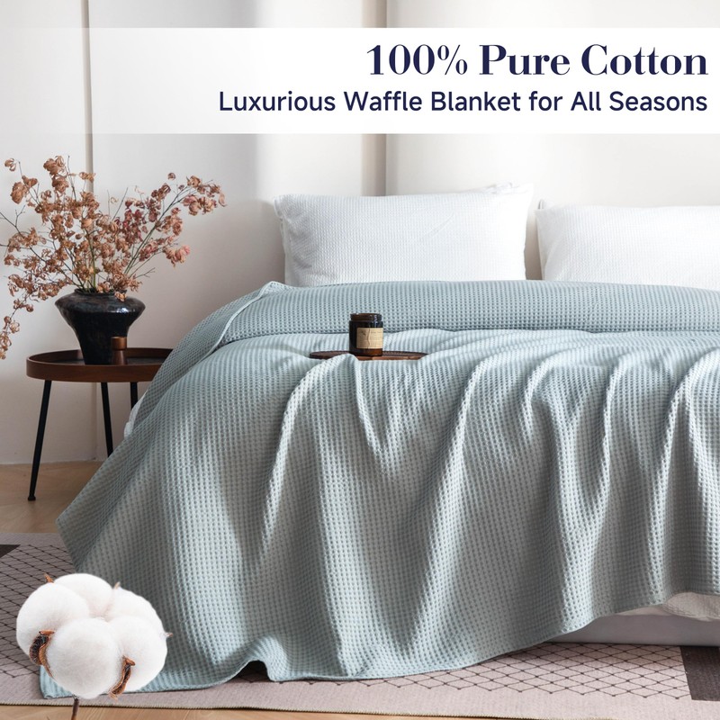 Simple&Opulence - Manta de Tiro 100% Algodón Tejido Waffle, 50"