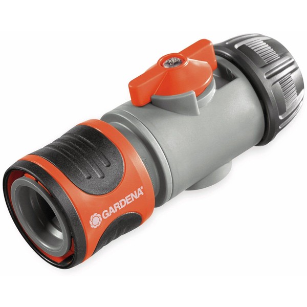 Gardena Hose Connector with Control Valve, Orange, 13 mm Diameter,