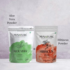 minature Hair Care Combo Set of Aloe Vera Powder & Hibiscus Powder | 227g Each | Pure & Natural | Free from Chemical & Preservatives