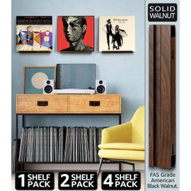 Optage Audio Vinyl Record Shelf – Solid Walnut with Self Drilling Keyhole Screws – Wall Mounted Now Playing Stand: Floating LP Shelf: Album Display Storage and Organization