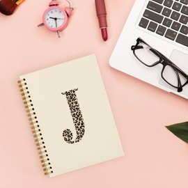 Bnwepo Cute Leopard Cheetah Preppy Initial Notebook Journal Diary J, Preppy Cute Notebook Leopard Cheetah Supplies for School,College,Work,Teen Girls Kids,Aesthetic Notebooks, 5.5x8.3 Inches