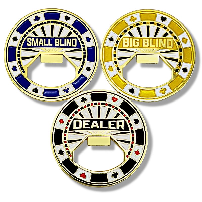 Luck Lab Set of 3 Metal Bottle Opener Poker Buttons